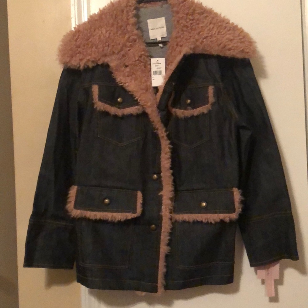 NWT AVEC LES FILLES Denim & Faux Fur Jacket Sz L